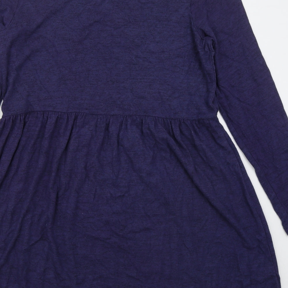 Studio Womens Blue Viscose A-Line Size 12 Crew Neck Pullover