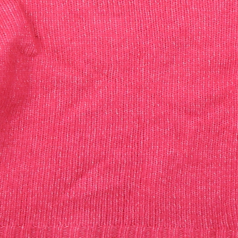 Marks & Spencer Womens Pink V-Neck Nylon Pullover Jumper Size S