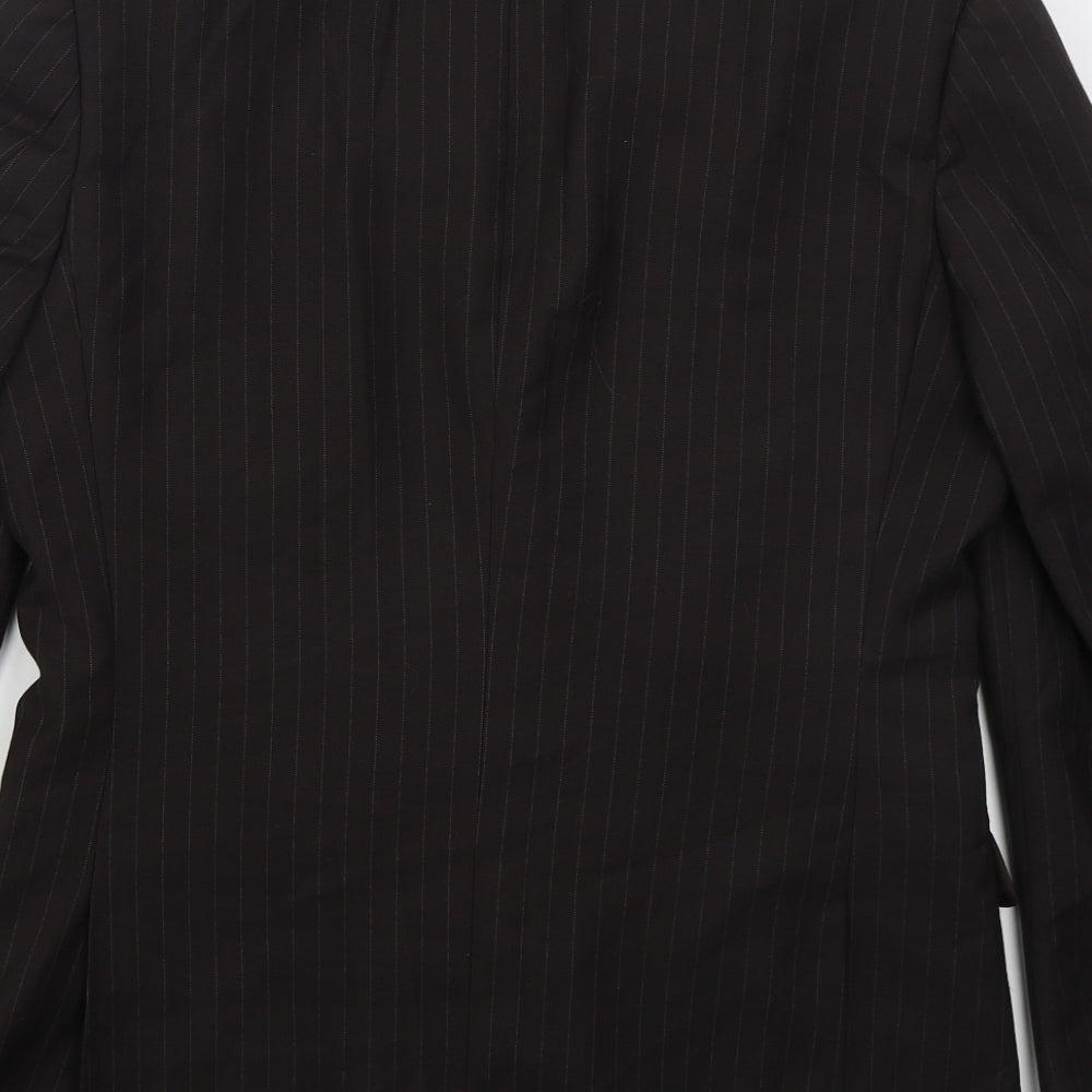 Burton Mens Brown Striped Polyester Jacket Suit Jacket Size 38