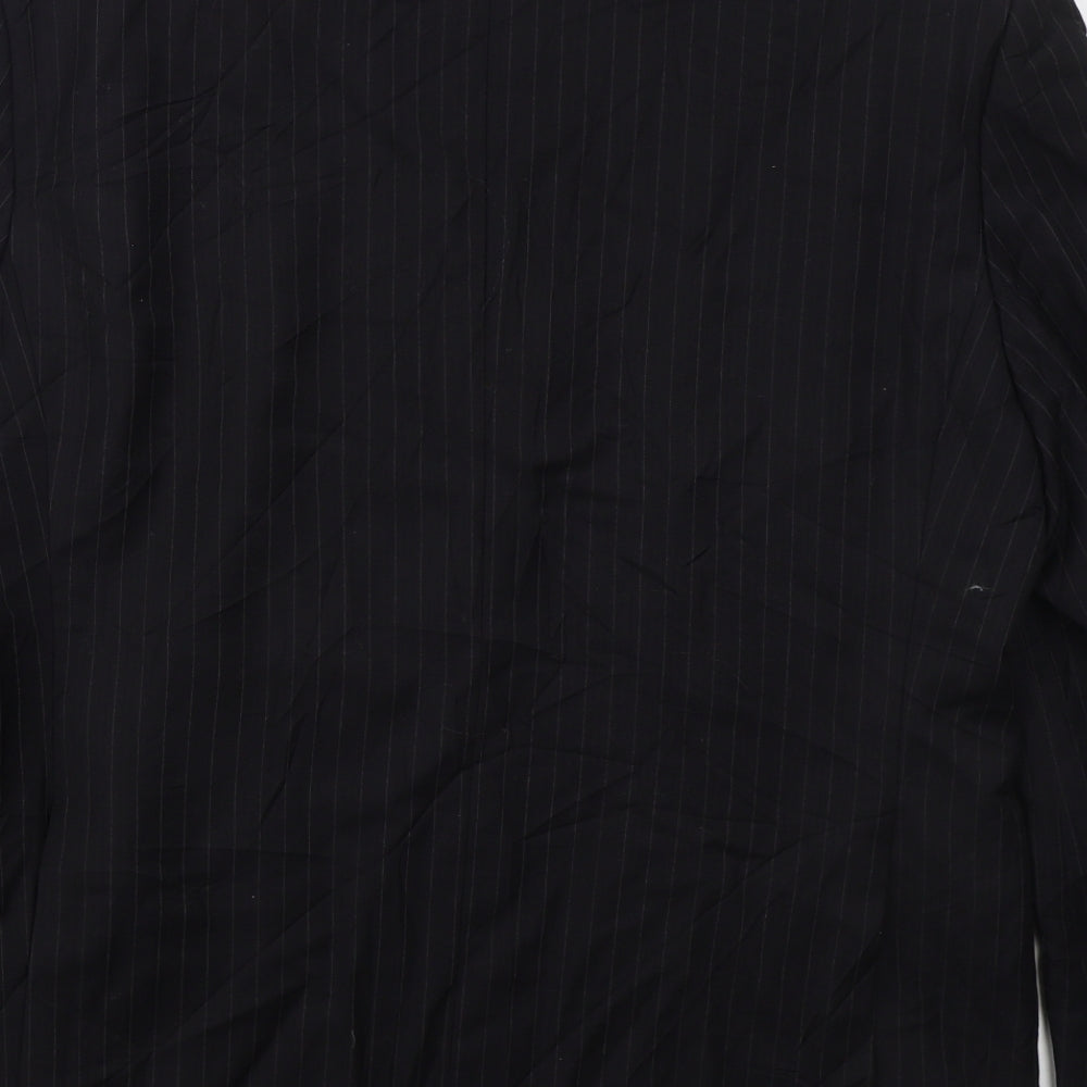 Marks & Spencer Mens Black Striped Wool Jacket Suit Jacket Size 42