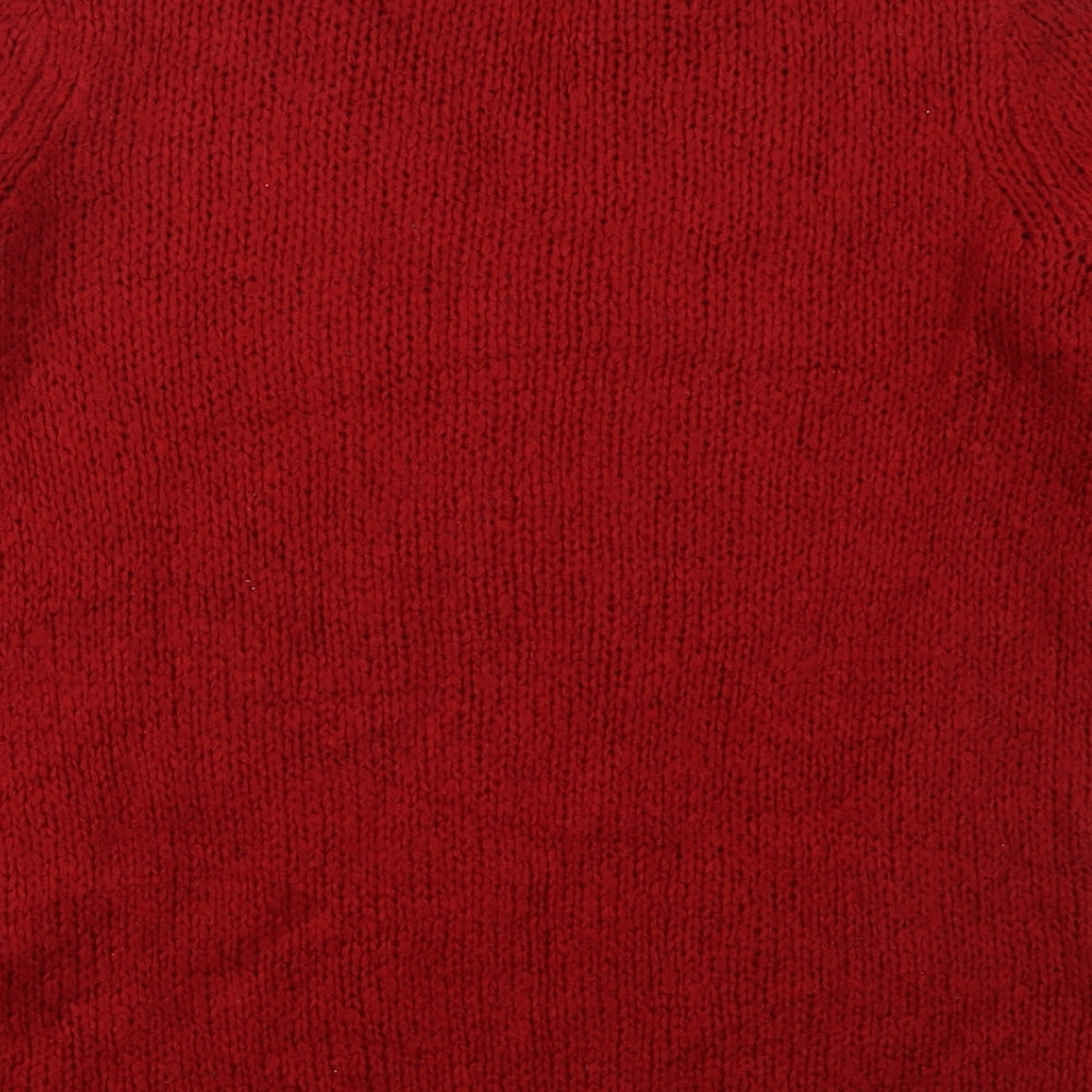 NEXT Womens Red Crew Neck Acrylic Pullover Jumper Size 10 - Ho Ho Ho