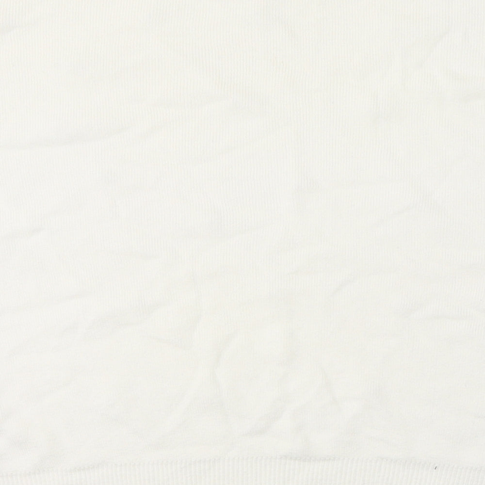 Stradivarius Womens White Round Neck Cotton Pullover Jumper Size L