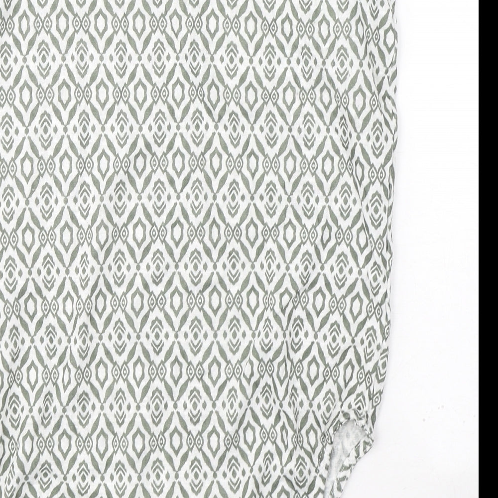 Dunnes Stores Womens Green Geometric Polyester Basic Tank Size 8 V-Neck