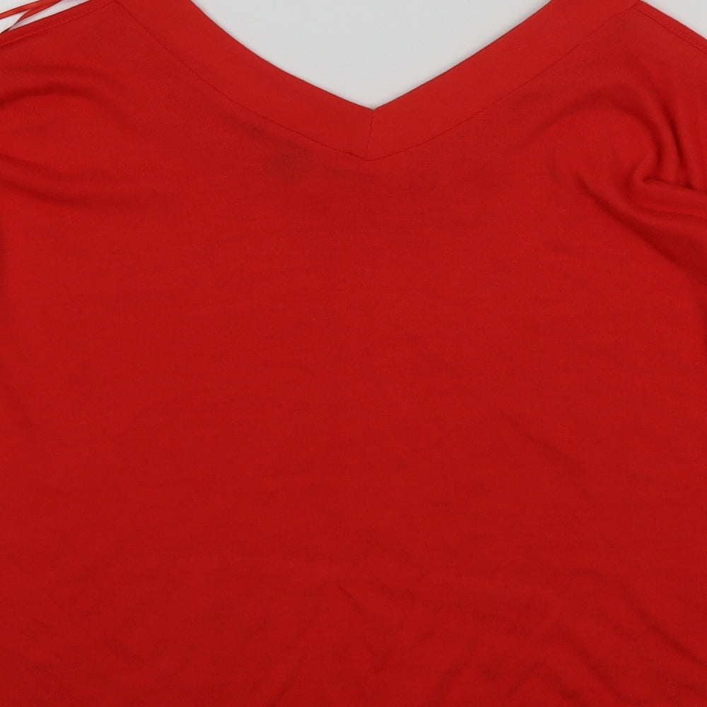 Primark Womens Red V-Neck Polyester Pullover Jumper Size 10
