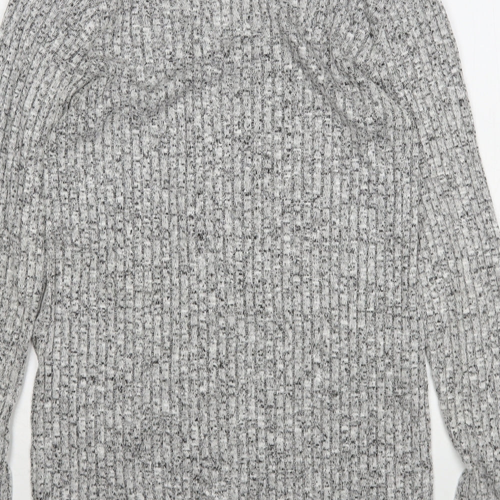 H&M Womens Grey V-Neck Viscose Pullover Jumper Size S