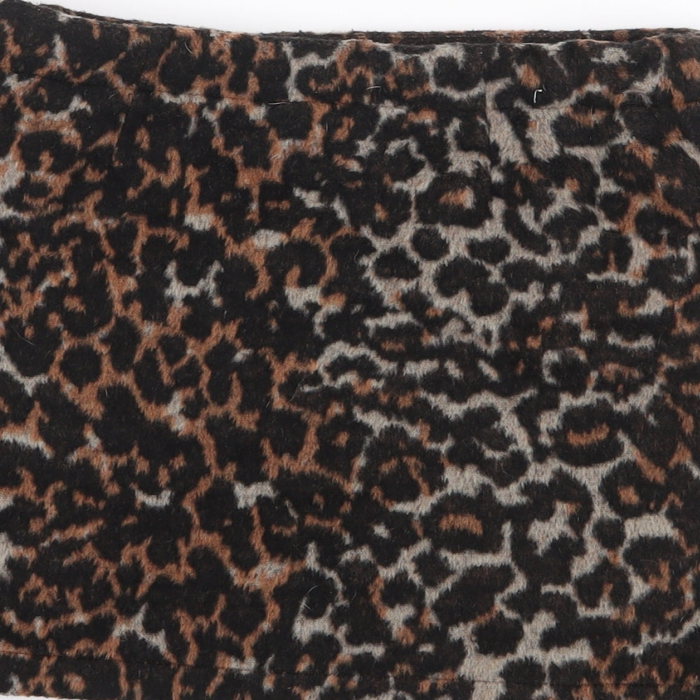 NEXT Girls Brown Animal Print Polyester A-Line Skirt Size 11 Years Regular Zip