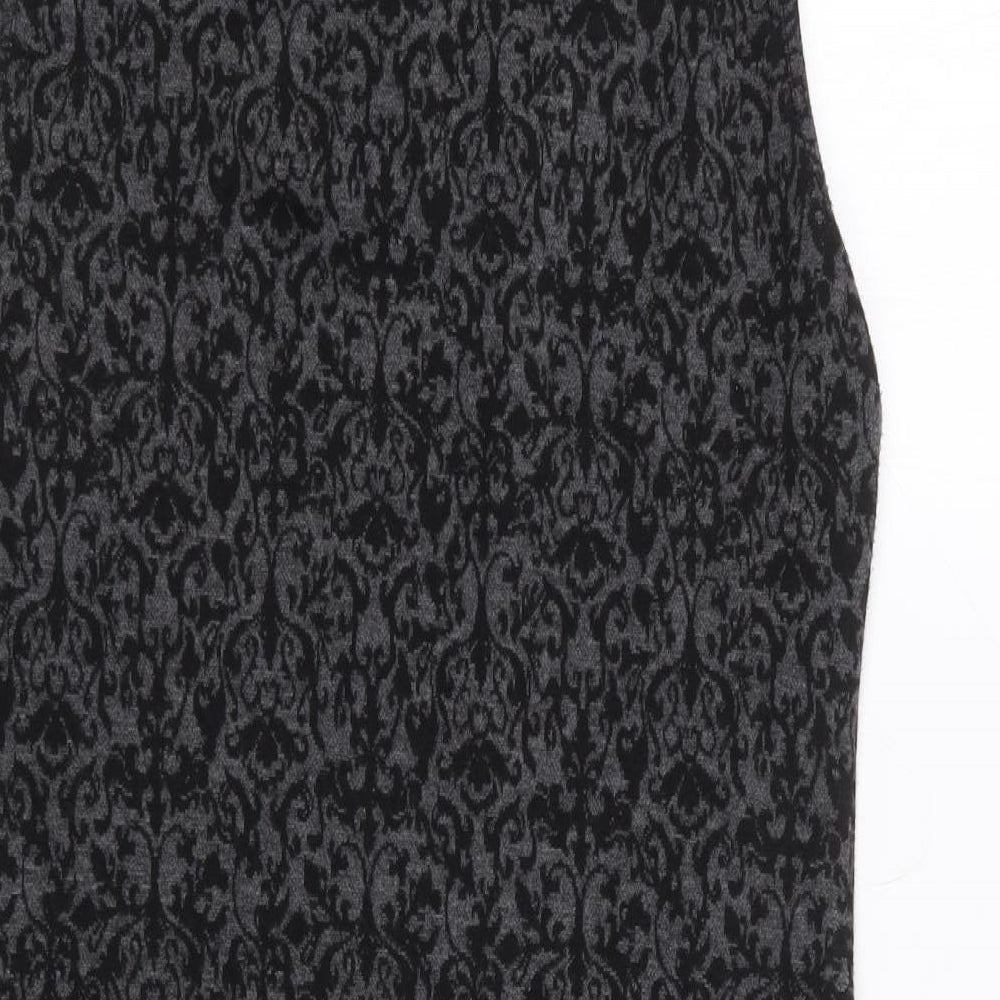 Select Womens Grey Floral Polyester Bodycon Size 10 Roll Neck Pullover