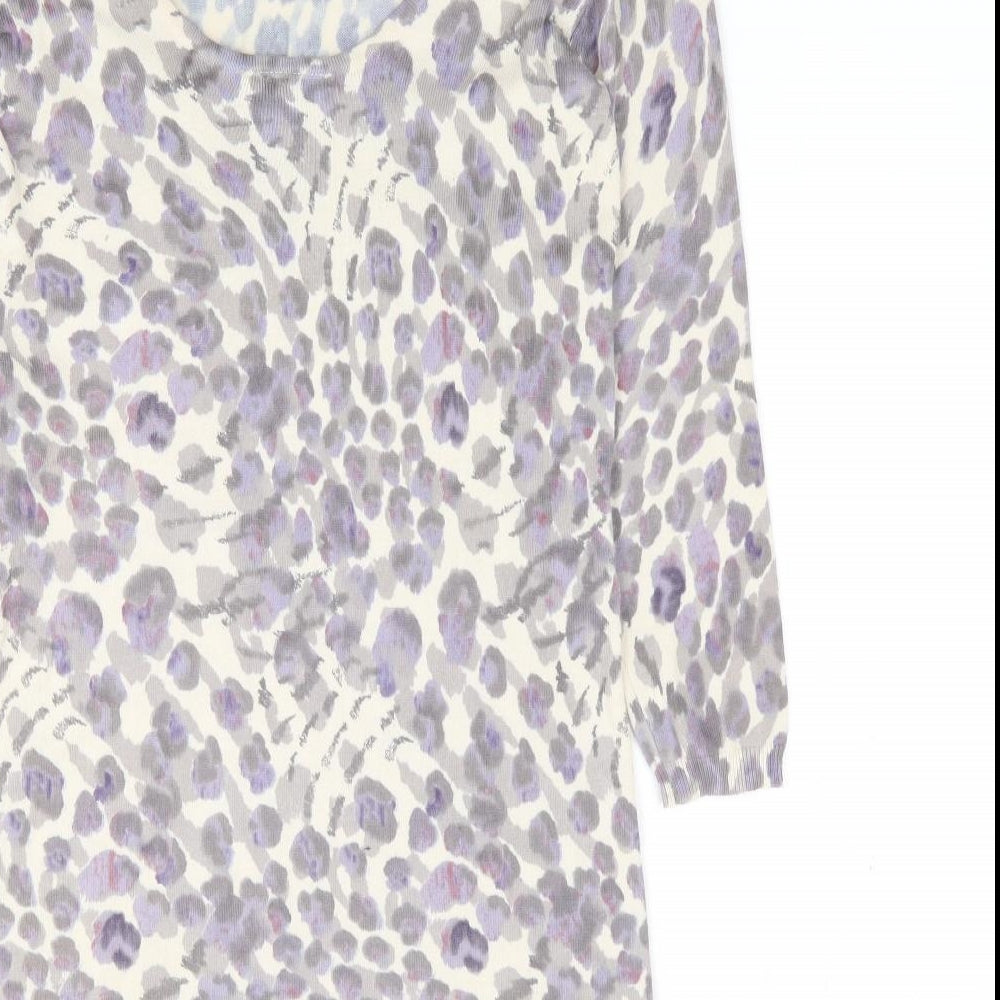 River Island Womens Multicoloured Animal Print Cotton Bodycon Size 8 Scoop Neck Pullover