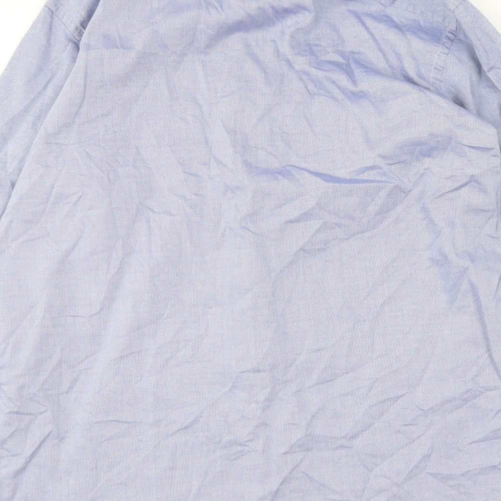 CASAMODA Mens Blue Cotton Button-Up Size L Collared