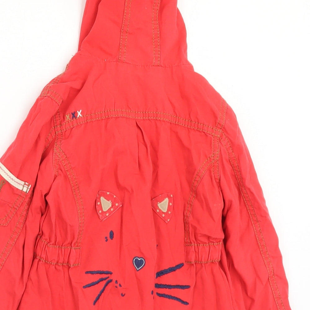 NEXT Girls Red Polka Dot Parka Coat Size 2-3 Years Button