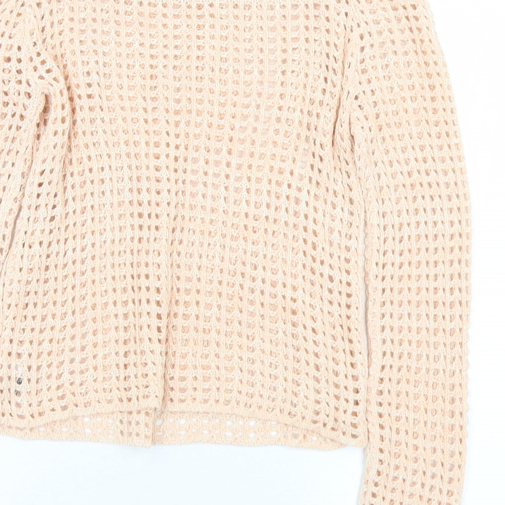 Select Womens Pink Square Neck Acrylic Pullover Jumper Size 12