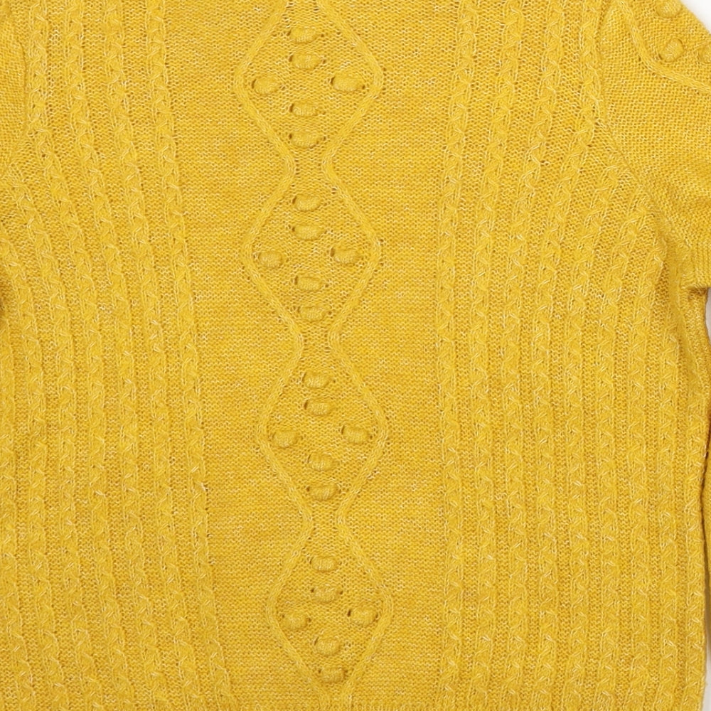 Savior Womens Yellow Round Neck Polyester Pullover Jumper Size XS