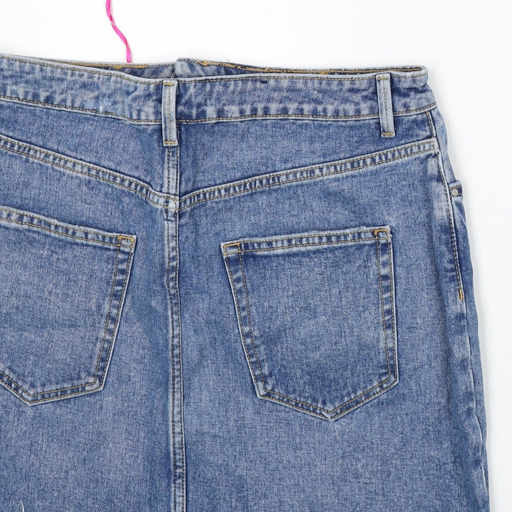 Very Womens Blue Cotton A-Line Skirt Size 12
