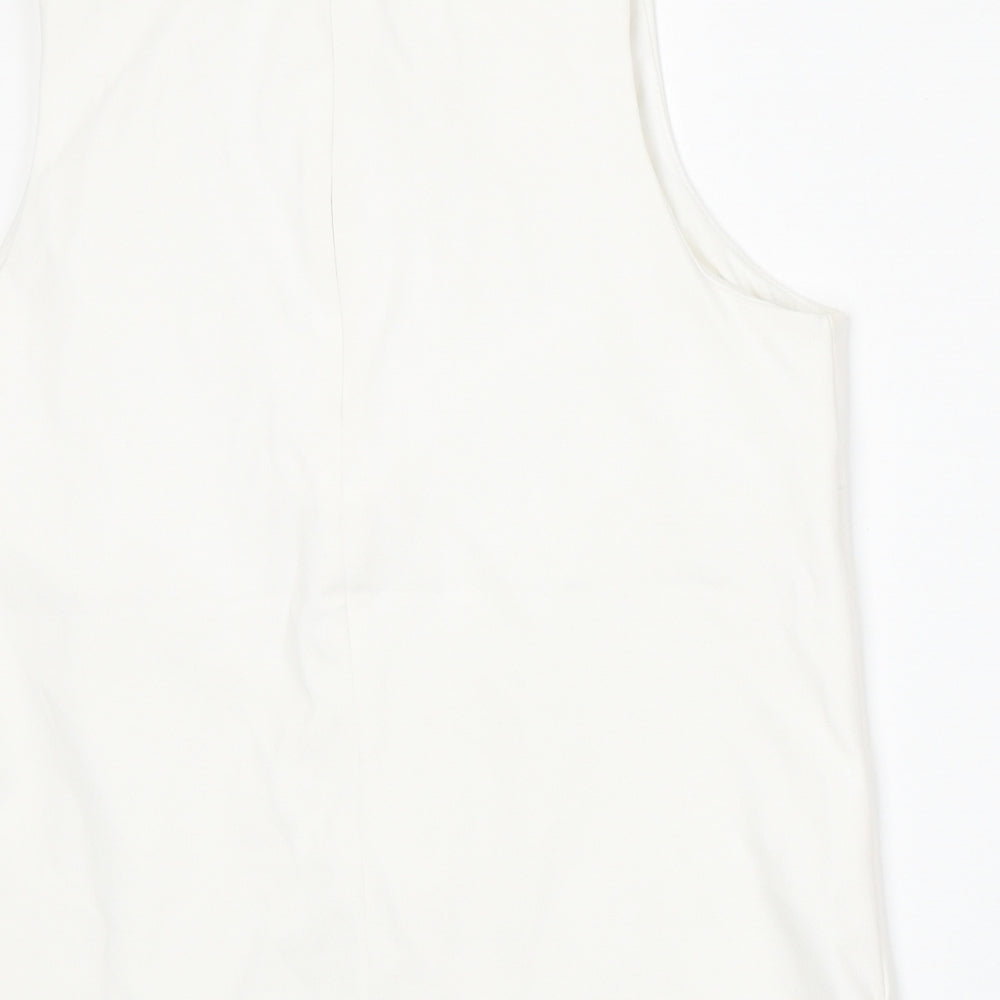 New Look Womens White Round Neck Polyester Vest Jumper Size 12