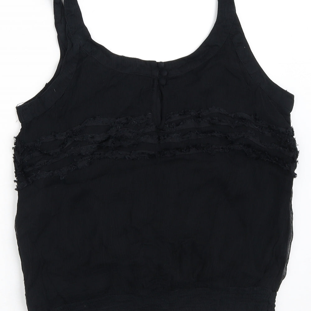 FRANSA Womens Black Viscose Camisole Blouse Size L Round Neck
