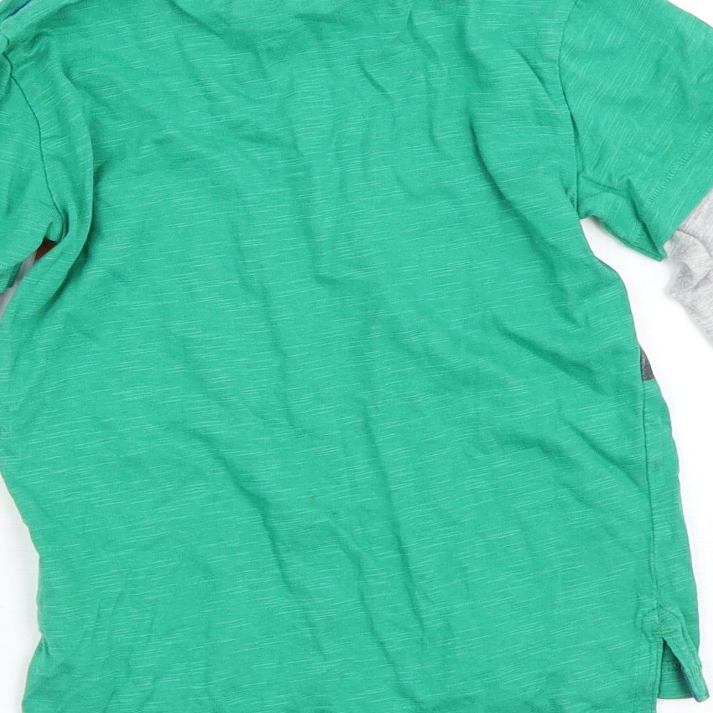 NEXT Boys Green Striped Cotton Basic Casual Size 2-3 Years Crew Neck