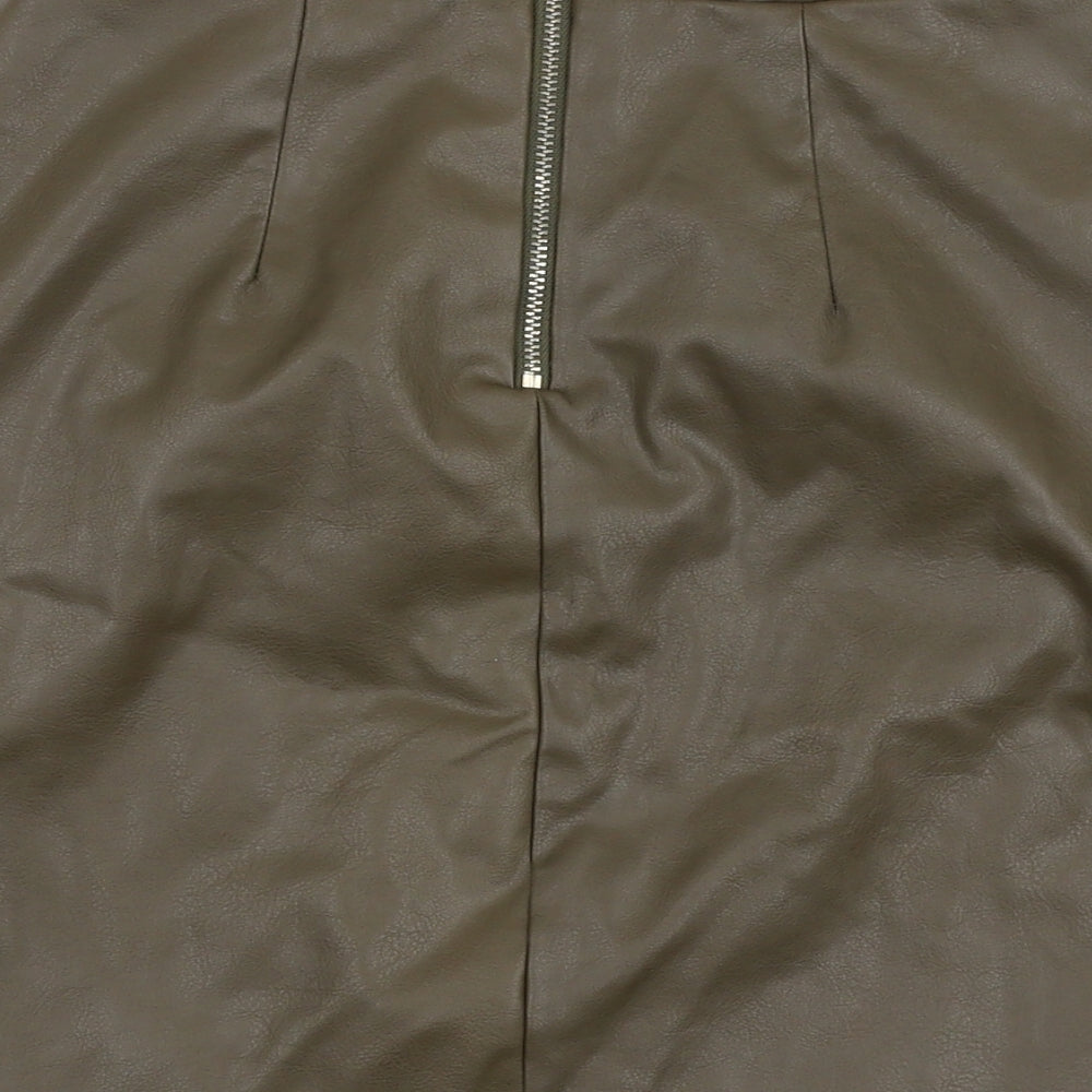 River Island Womens Green Polyester A-Line Skirt Size 8 Zip