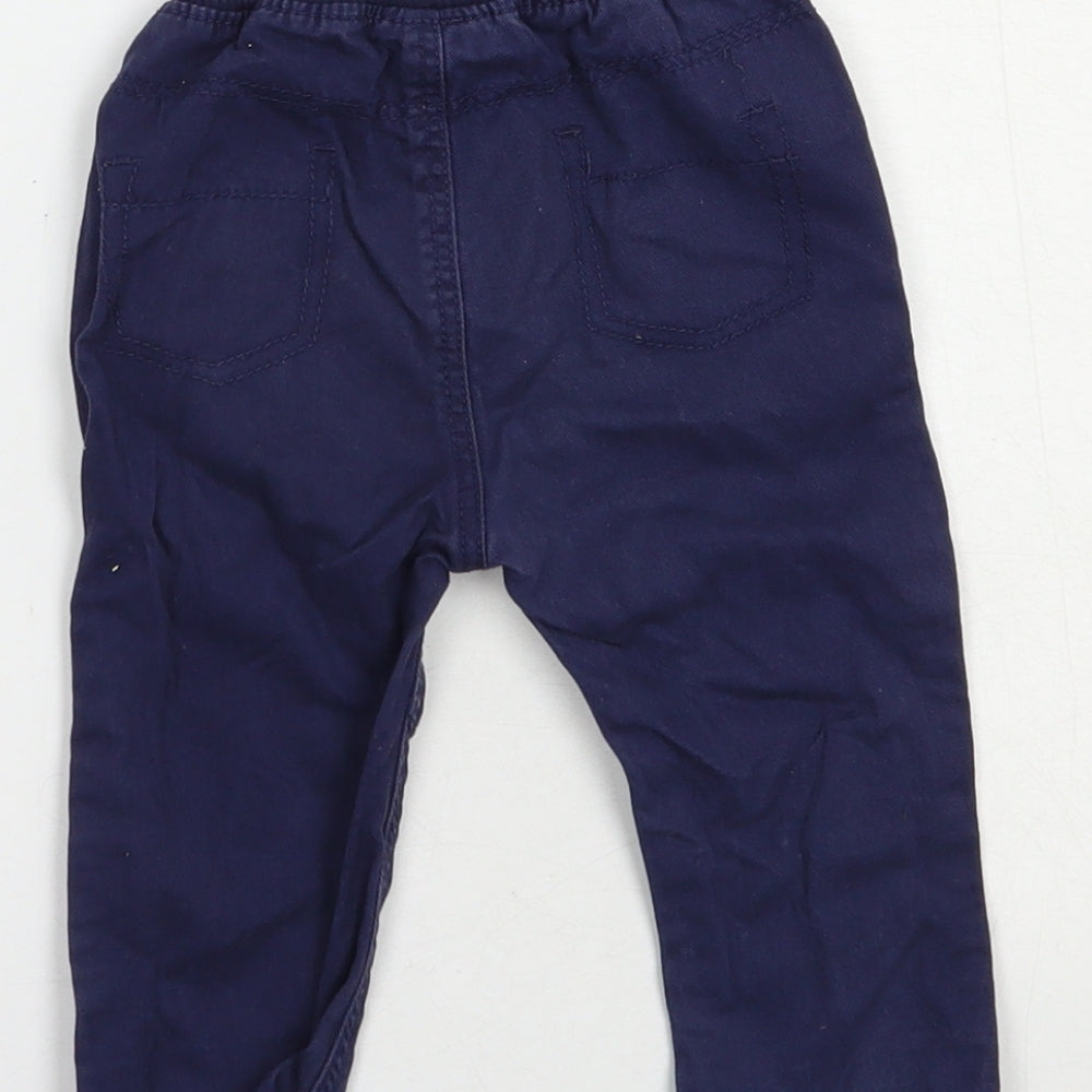 George Baby Blue Cotton Jogger Trousers Size 6-9 Months Drawstring