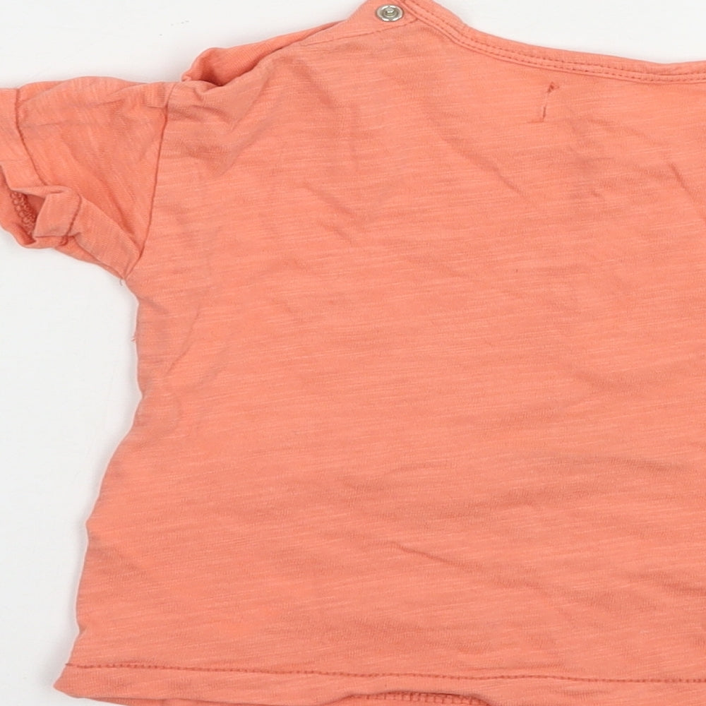 Babaluno Baby Orange Cotton Pullover T-Shirt Size 6-9 Months Crew Neck Snap