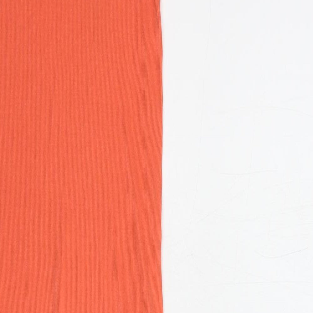 H&M Womens Orange Cotton Tank Dress Size XS Scoop Neck Pullover