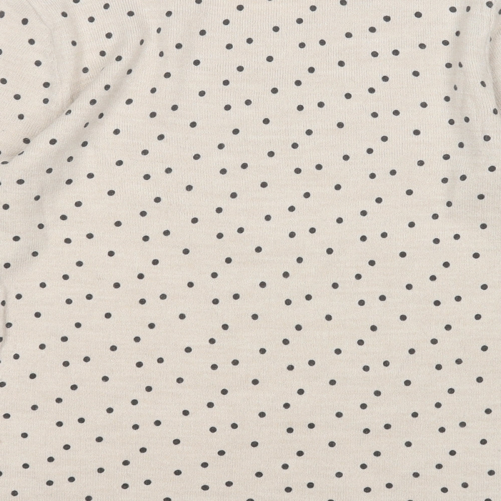 Papaya Womens Beige Round Neck Polka Dot Acrylic Pullover Jumper Size 10