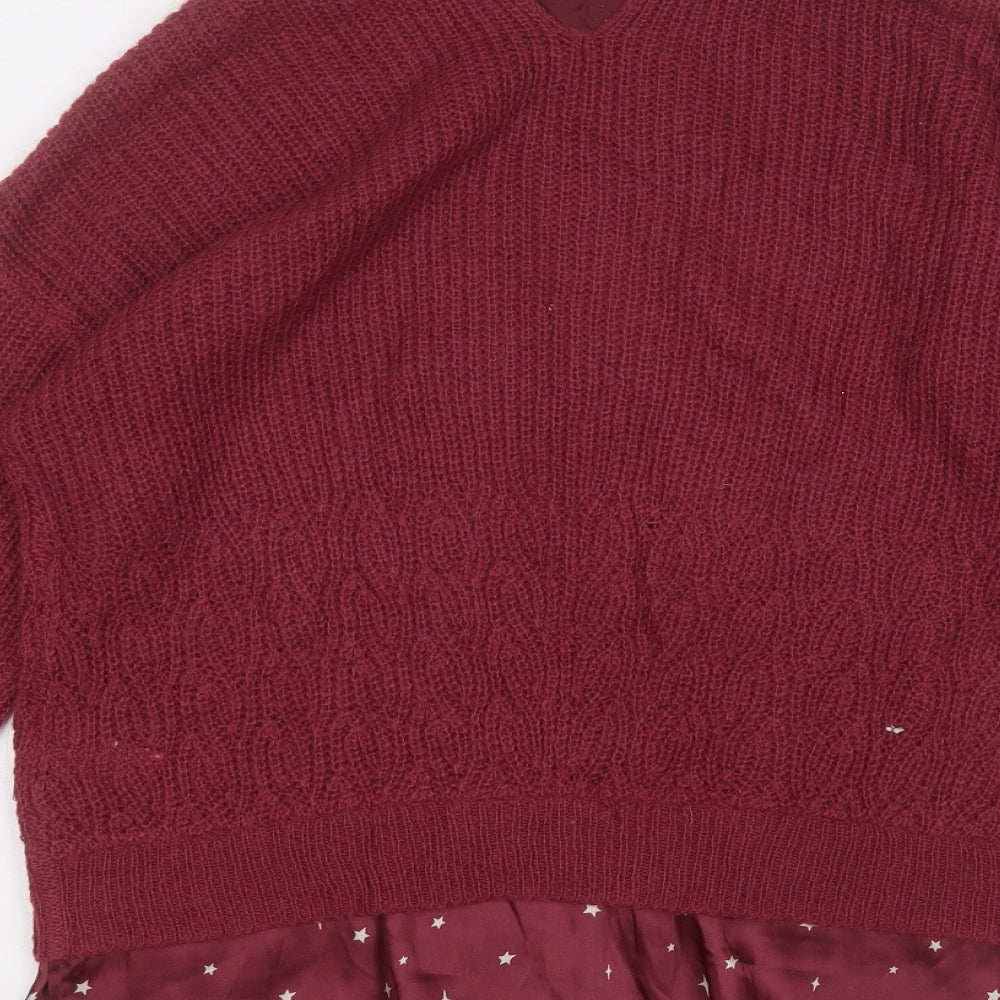 NEXT Womens Red Round Neck Acrylic Pullover Jumper Size XS