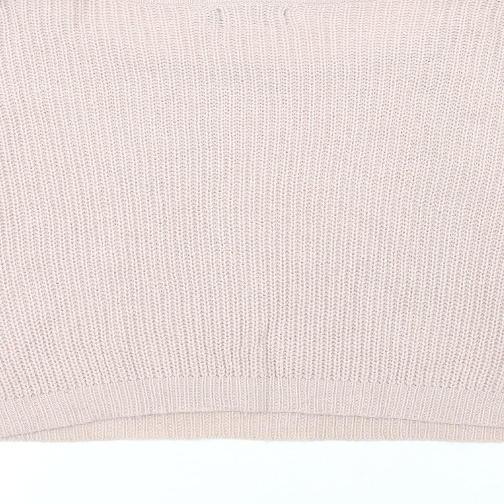 PRETTYLITTLETHING Womens Pink Boat Neck Acrylic Pullover Jumper Size S