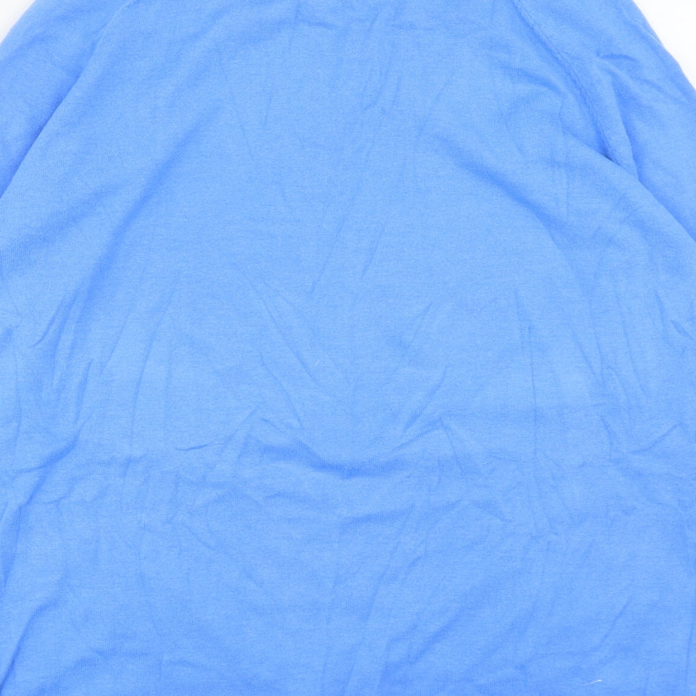 Yumi Womens Blue Round Neck Geometric Polyester Pullover Jumper Size M