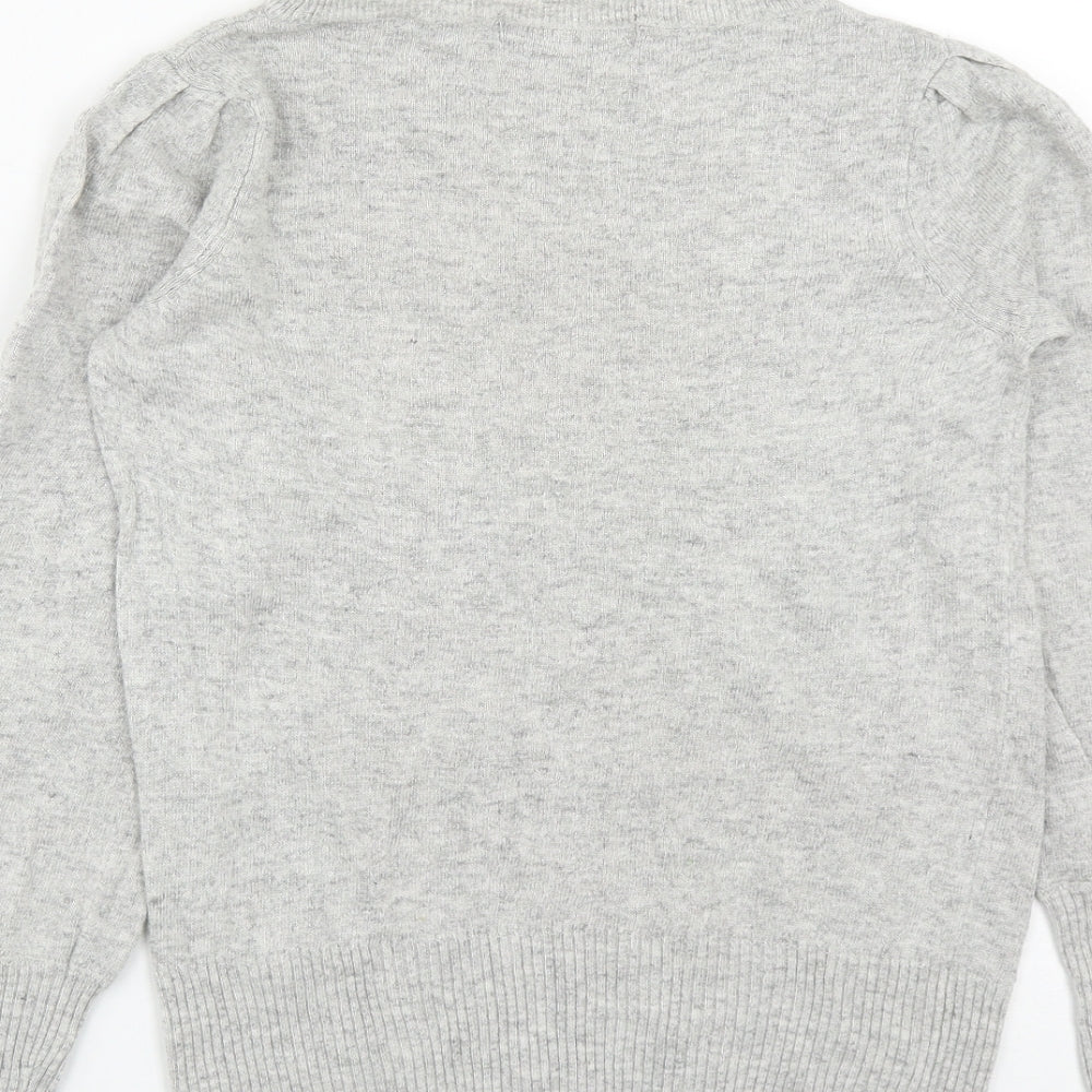 Marks and Spencer Womens Grey Round Neck Viscose Pullover Jumper Size 8