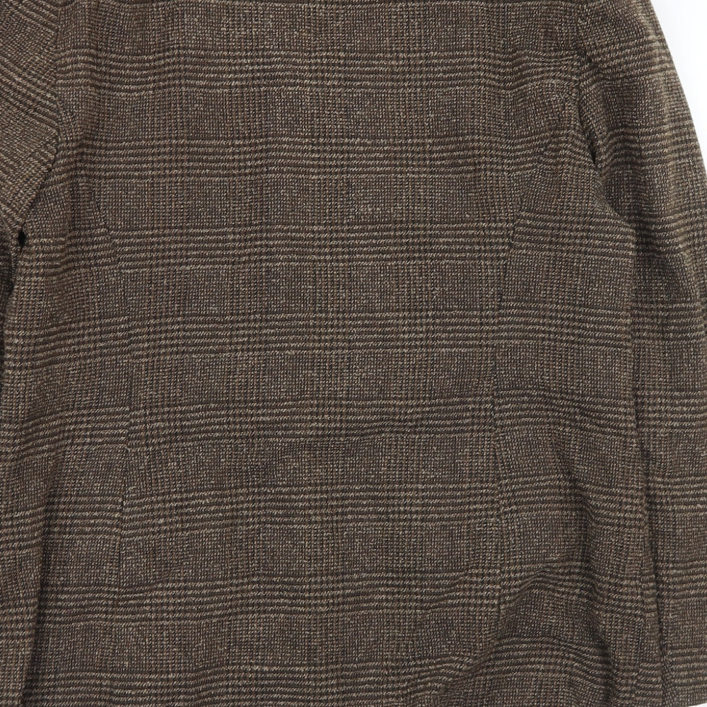 Etam Womens Brown Plaid Jacket Size 16 Button