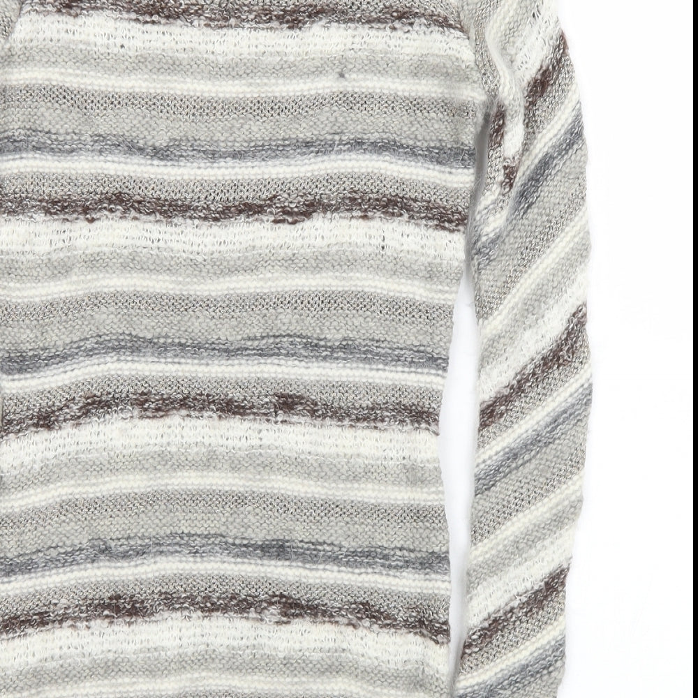 Warehouse Womens Multicoloured Boat Neck Striped Acrylic Pullover Jumper Size 14