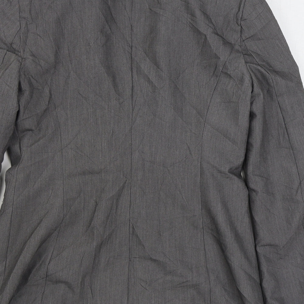 Denim & Co. Womens Grey Jacket Blazer Size 8 Button