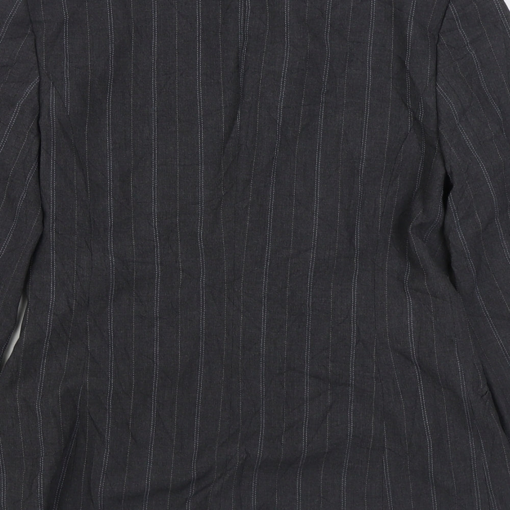 Planet Womens Grey Striped Jacket Blazer Size 8 Button