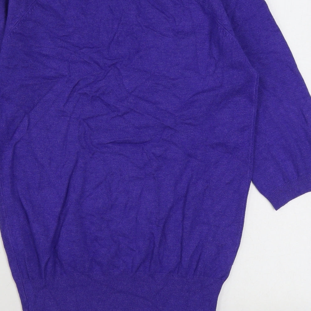 George Womens Purple V-Neck Viscose Pullover Jumper Size 10