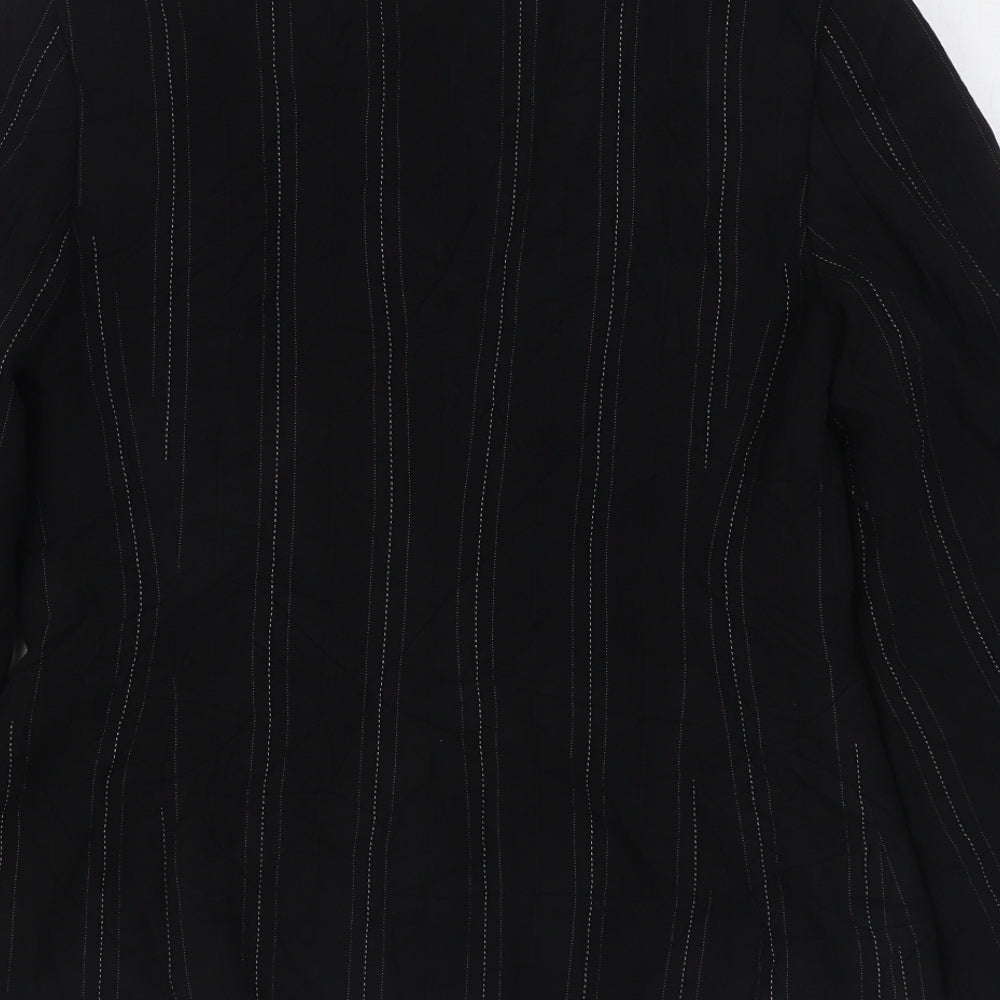 New Look Womens Black Striped Jacket Blazer Size 12 Button