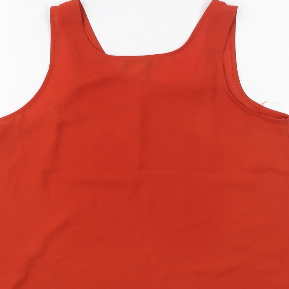 Primark Womens Orange Polyester Camisole Blouse Size 8 Round Neck