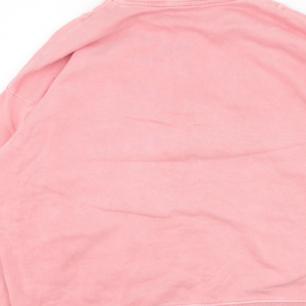 Marks & Spencer Womens Pink High Neck Cotton Pullover Jumper Size 12