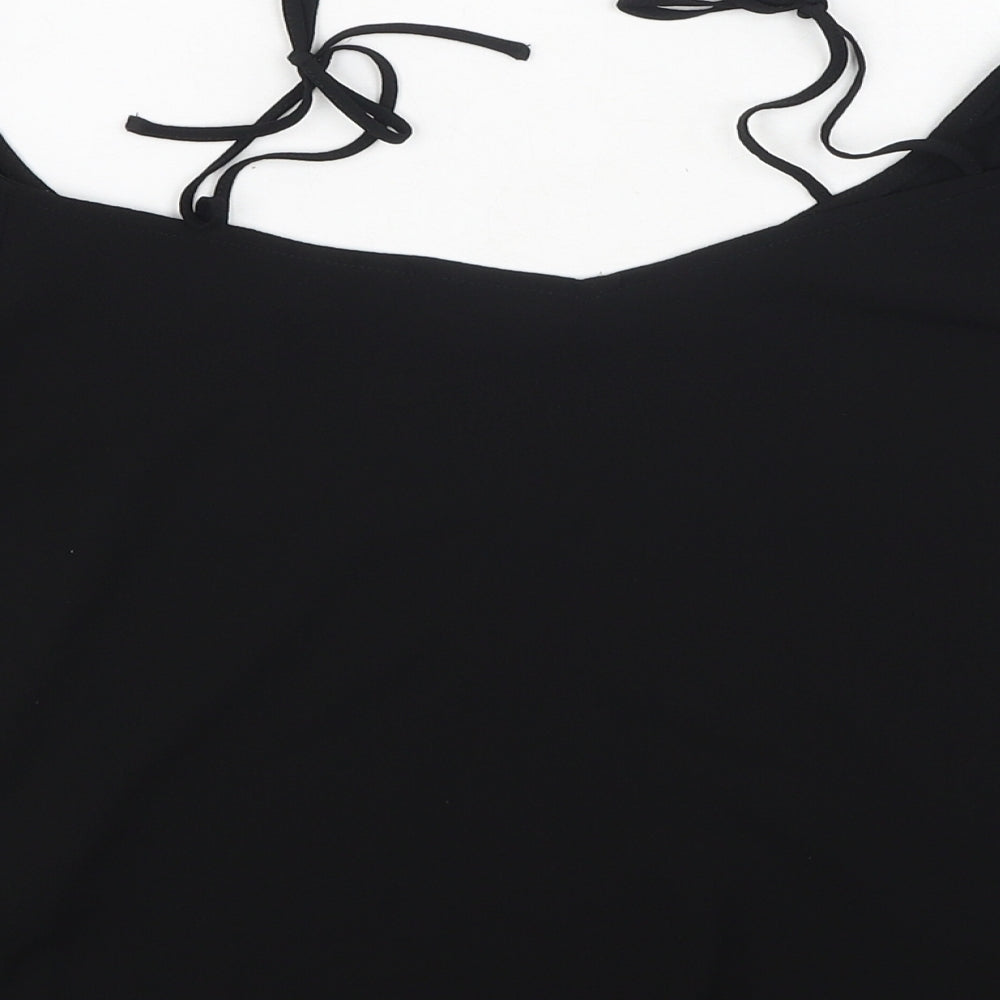 Topshop Womens Black Polyester Basic Blouse Size 8 Square Neck