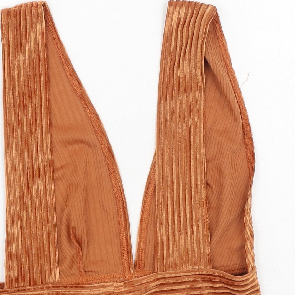 SBetro Womens Orange Polyester Cropped Tank Size S V-Neck