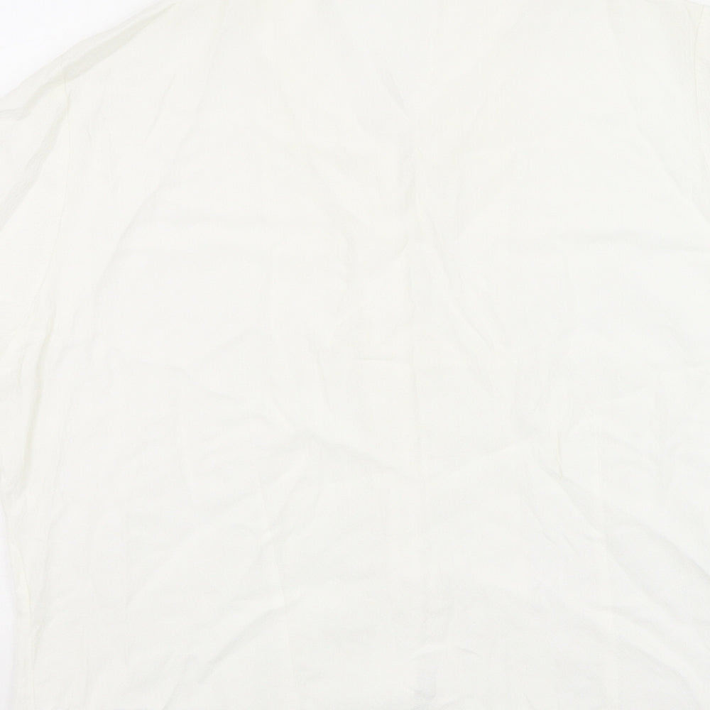 Marks & Spencer Womens Ivory Polyester Basic Button-Up Size 20 V-Neck