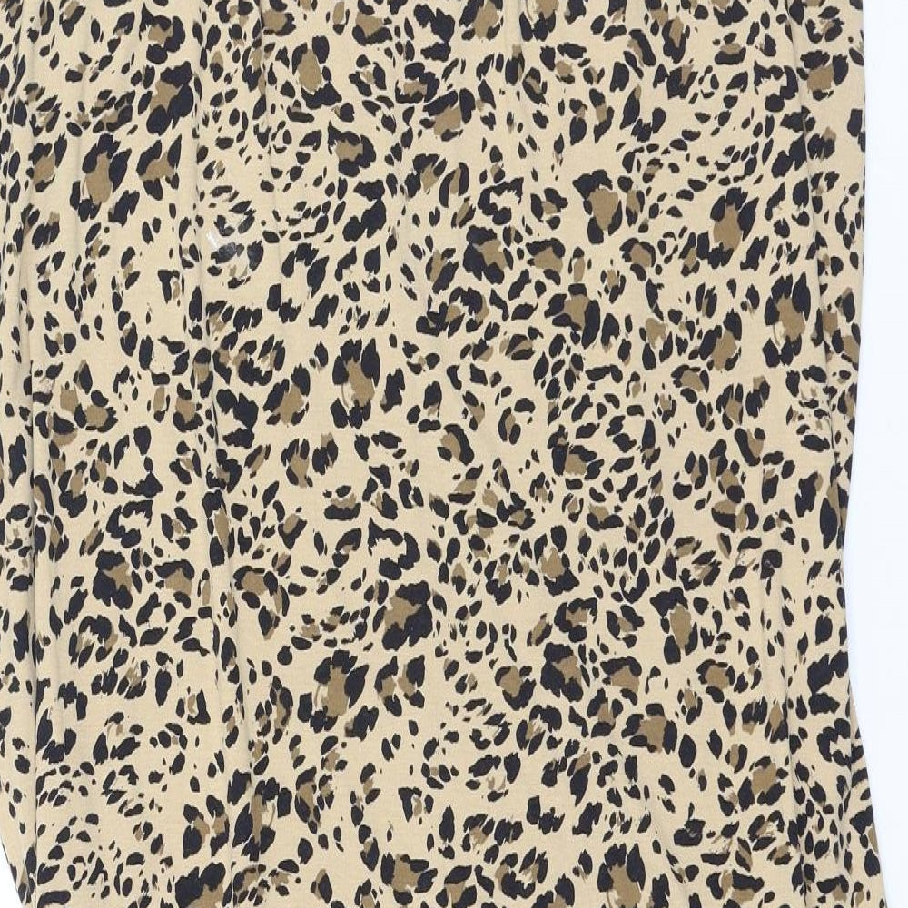 Marks & Spencer Womens Brown Animal Print Viscose Tank Dress Size 8 Round Neck