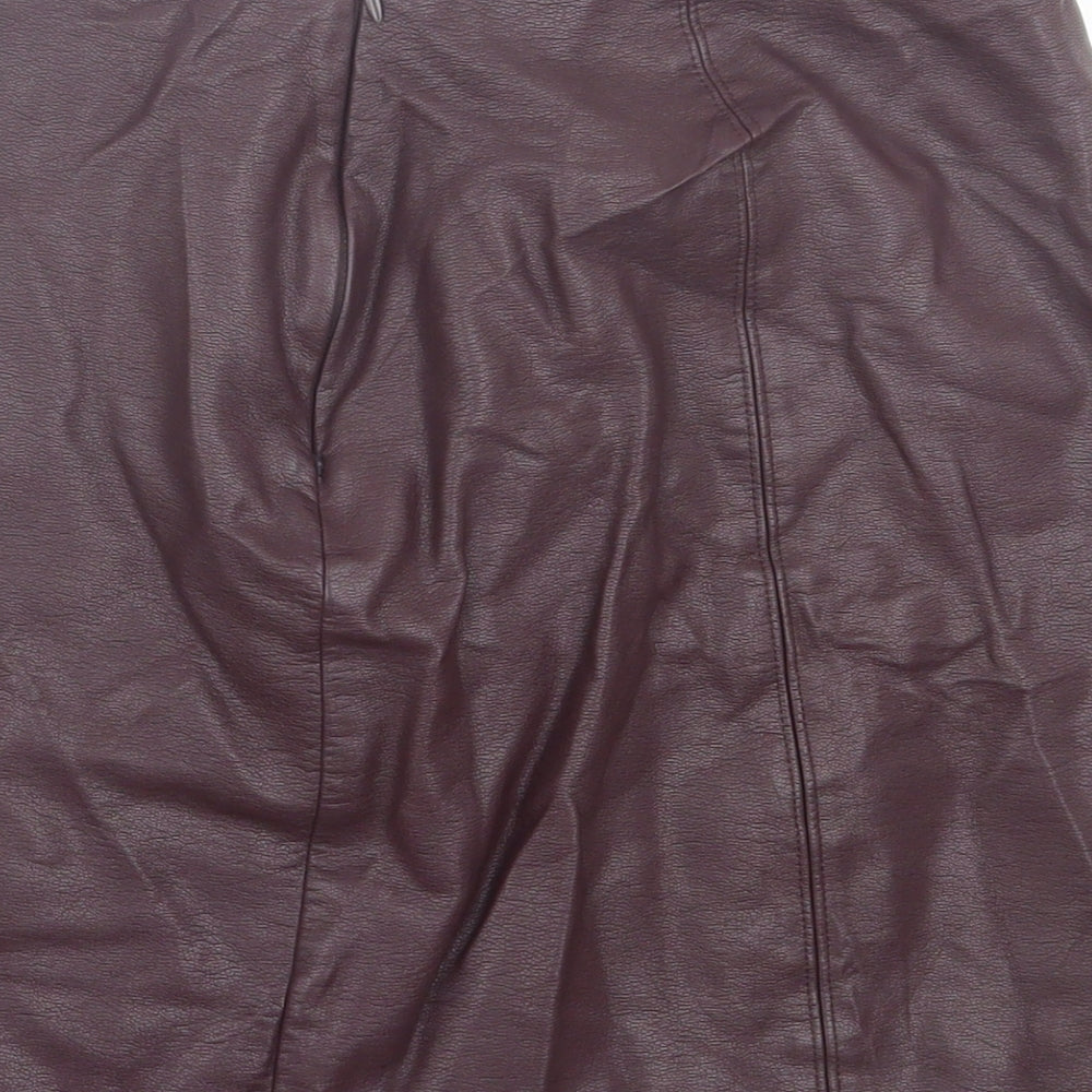 Preworn Womens Purple Polyurethane A-Line Skirt Size 6 Zip