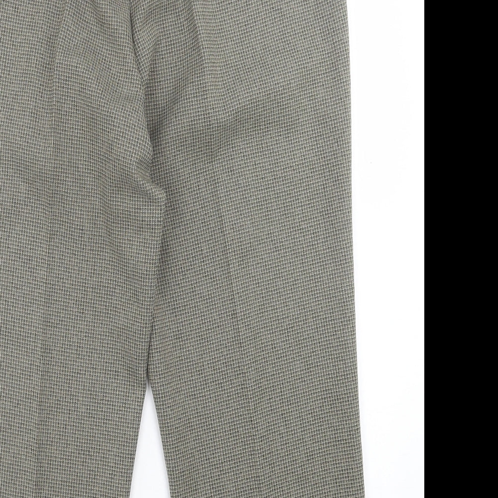 Bonmarché Womens Black Plaid Polyester Trousers Size 16 L24 in Regular Button