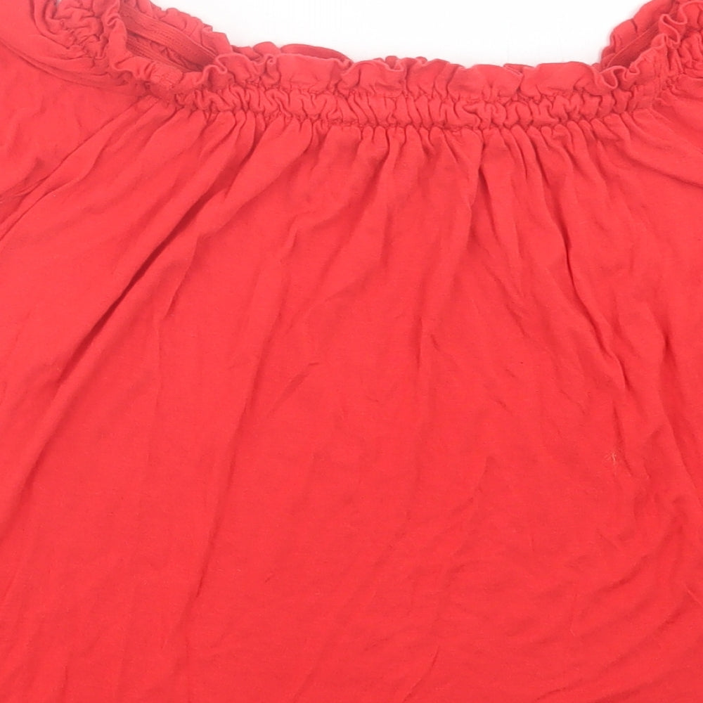 Primark Womens Red Viscose Basic T-Shirt Size 10 Boat Neck