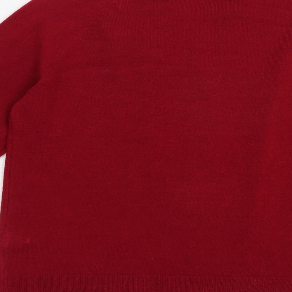 Marks and Spencer Womens Red V-Neck Acrylic Cardigan Jumper Size 8