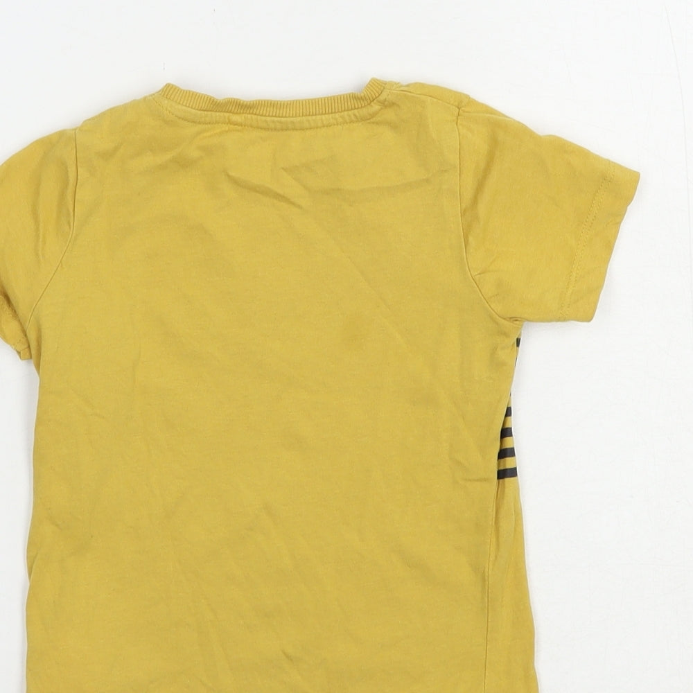 name it Boys Yellow Cotton Pullover T-Shirt Size 2-3 Years Crew Neck Pullover - Car