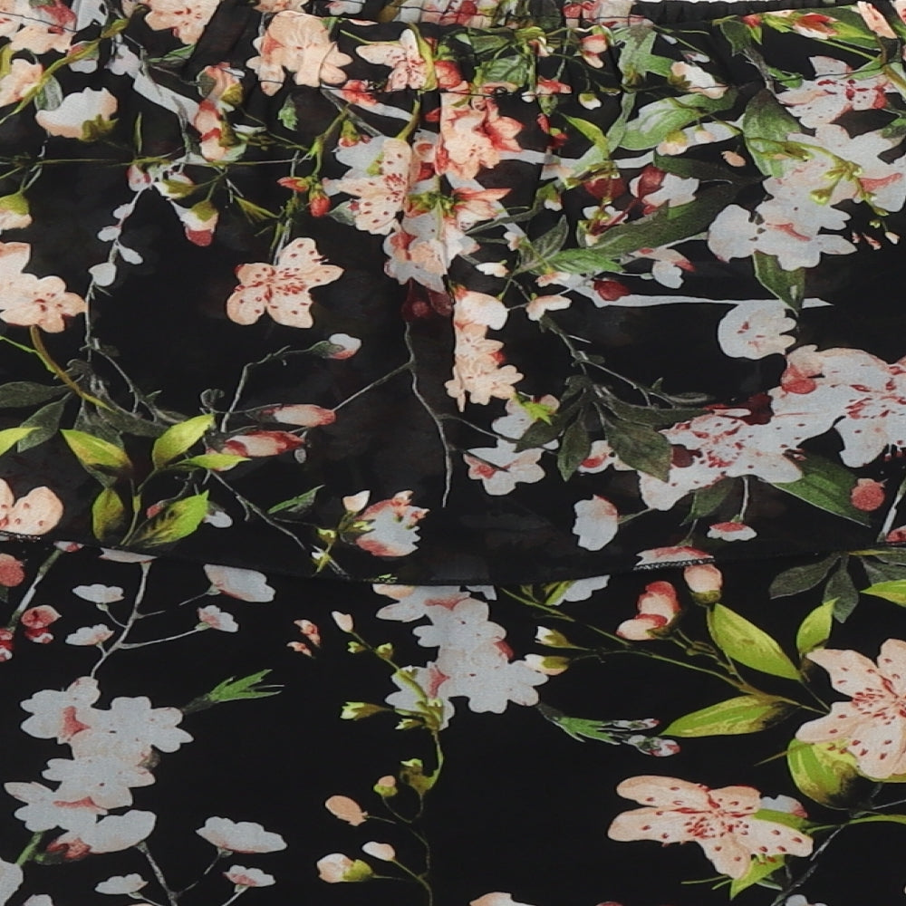 PARISIAN SIGNATURE Womens Black Floral Polyester Basic Blouse Size 12 Off the Shoulder
