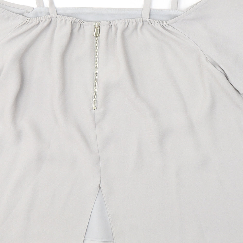 River Island Womens Grey Polyester Camisole Blouse Size 12 Square Neck