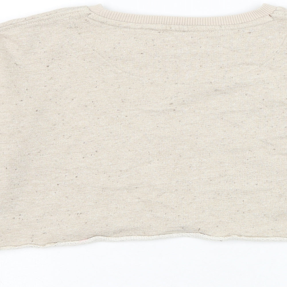 NEXT Girls Beige Cotton Pullover Sweatshirt Size 6 Years Pullover - Butterfly