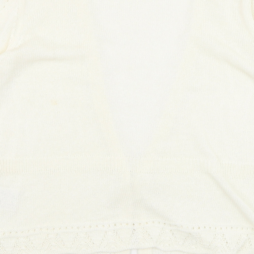 EWM Womens Ivory V-Neck Acrylic Cardigan Jumper Size 14